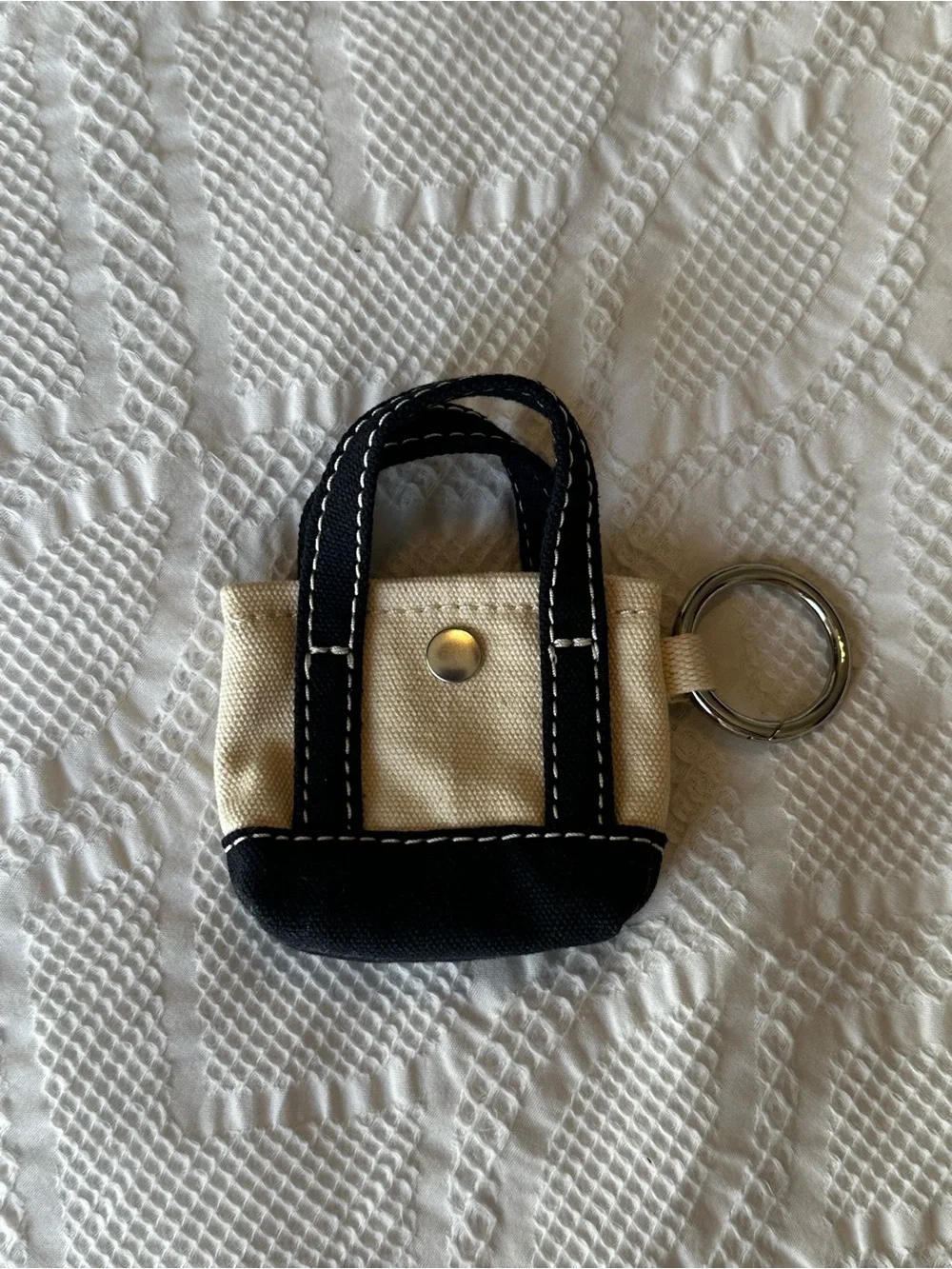 Lands End Micro Canvas Tote Charm Keychain NEW
